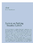 brandon labelle - lecture on nothing brandon labelle - lecture on nothing